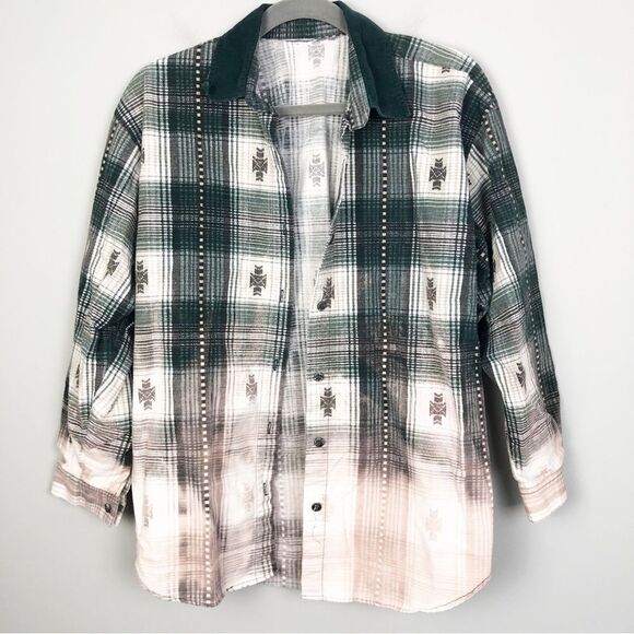 Tops - VINTAGE DIY Bleached Button Front Southwestern Print Top Corduroy Women’s Size S